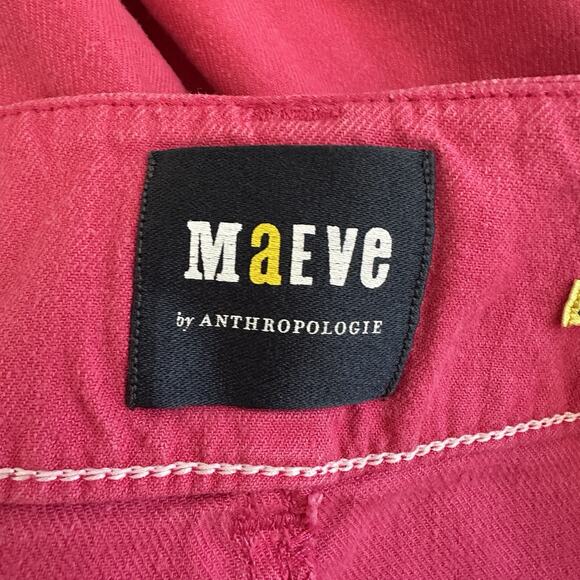 Anthropologie Maeve Colette Pants Petite 31 Pink Linen Blend Crop Wide-Leg - Picture 8 of 13